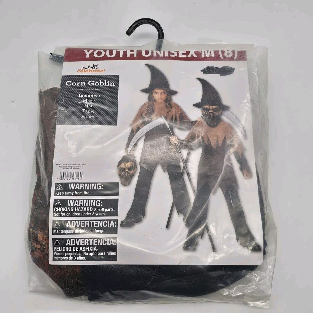 Corn Goblin Halloween Costume Youth Kids Medium 8‎ Unisex 4-Piece Outfit Cosplay